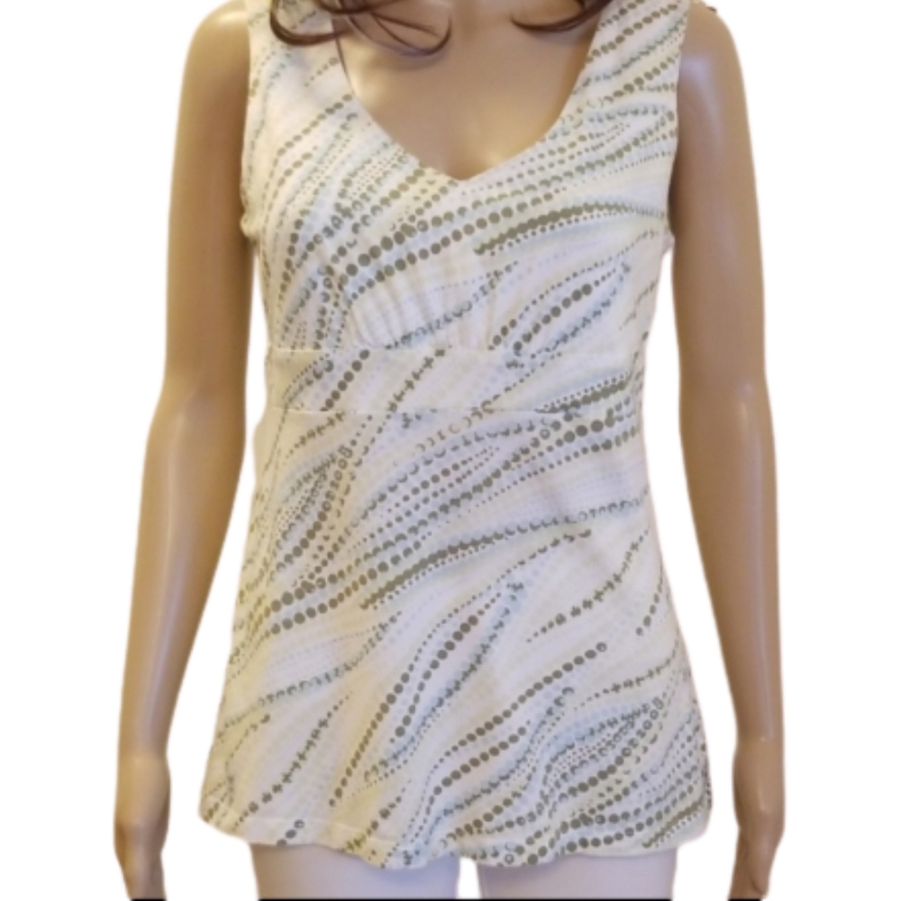 Eddie Bauer Small White & Lime Tank Top